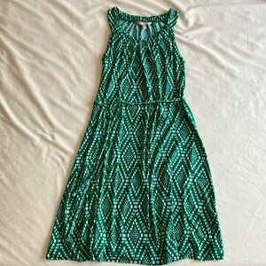 Banana Republic Green and White Geometric Pattern Dress